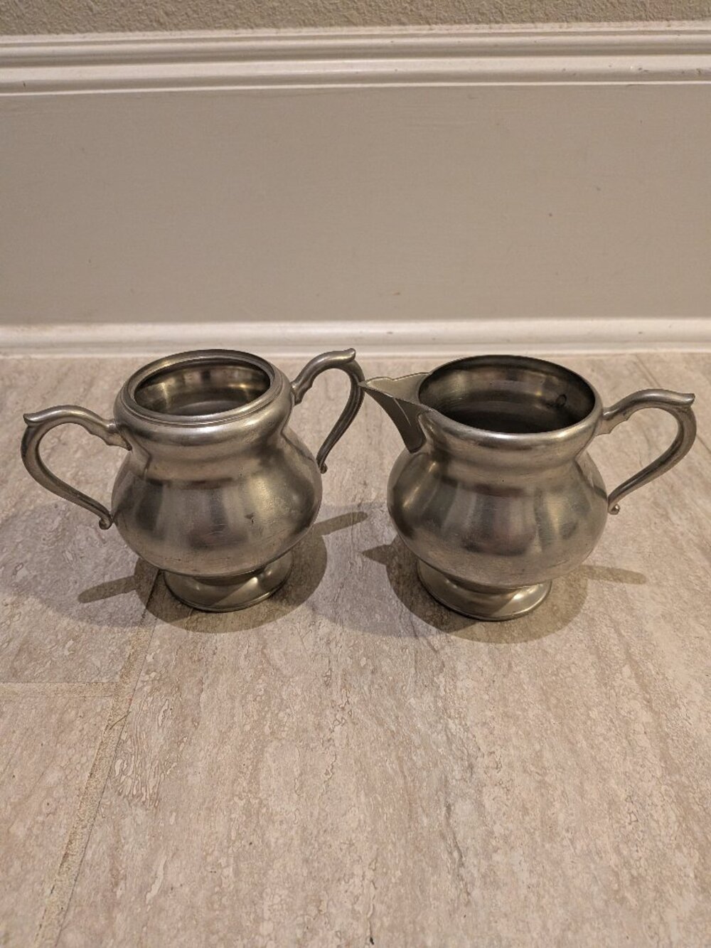Royal Holland Pewter Daalderop Creamer and Sugar